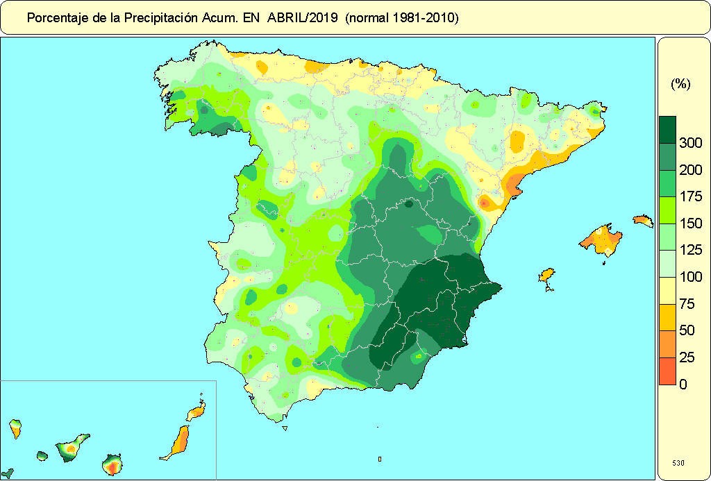 Las precipitaciones en abril han batido marcas en los registros históricos.